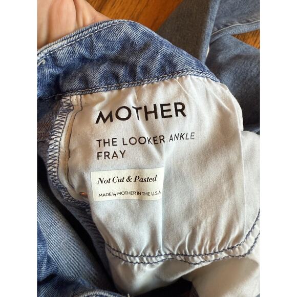 MOTHER Jeans Womens 29 Blue The Looker Ankle Fray Skinny Ripped Knees Made USA - Picture 4 of 8